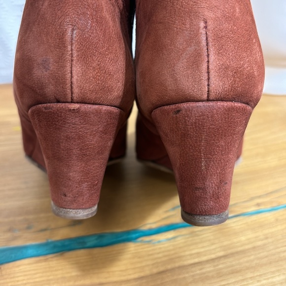 Anthropologie / humanoid cognac leather ankle boot booties wedges 38 - Picture 7 of 10